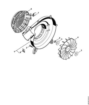 Pihalniki (BG, BR) BG 85-DZ Ohišje puhalnika zunanje, rotor ventilatorja della Marca Stihl