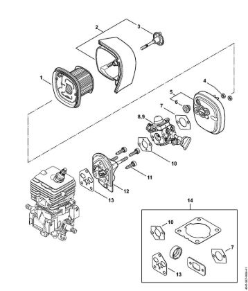 Pihalniki (BG, BR) BG 86 C-E Zracni filter, vmesna prirobnica BG 86, BG 86 C-E, BG 86 C-E Z, BG 86-Z della Marca Stihl
