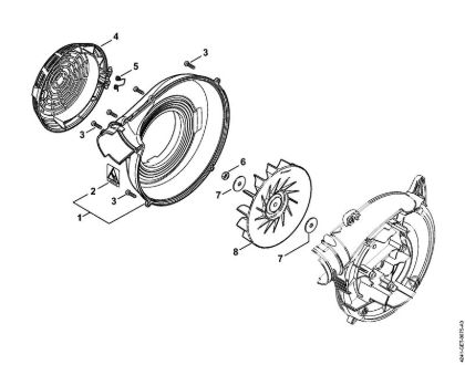 Pihalniki (BG, BR) BG 86-D Ohišje puhalnika zunanje, rotor ventilatorja della Marca Stihl