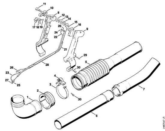 Pihalniki (BG, BR) BR 106 Nagubana cev, upravljalni rocaj della Marca Stihl