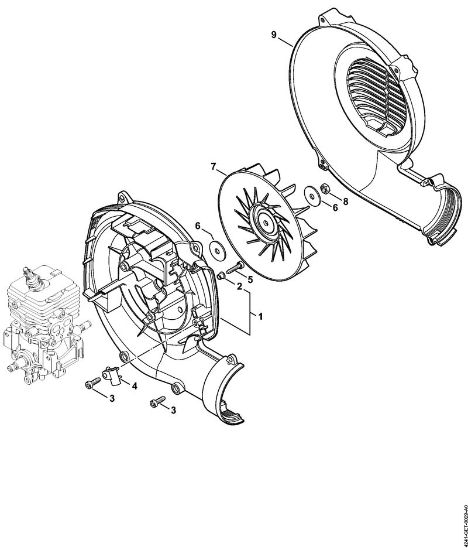 Pihalniki (BG, BR) BR 200-D Ohišje puhalnika, rotor ventilatorja della Marca Stihl