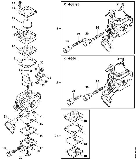 Pihalniki (BG, BR) BR 200-D Uplinjac C1M-S219, C1M-S201 della Marca Stihl