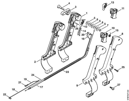 Pihalniki (BG, BR) BR 340 Upravljalni rocaj della Marca Stihl