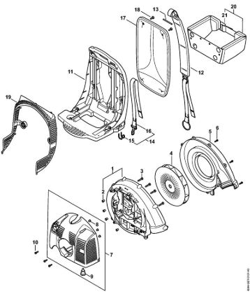 Pihalniki (BG, BR) BR 450 Ohišje puhalnika, pokrov, hrbtna plošca BR 450 della Marca Stihl