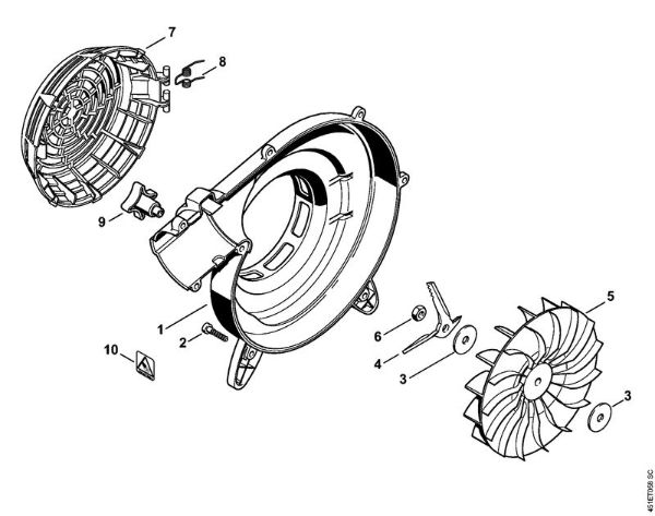 Sesalniki z drobilnikom (SH) SH 85 Ohišje puhalnika zunanje, rotor ventilatorja della Marca Stihl