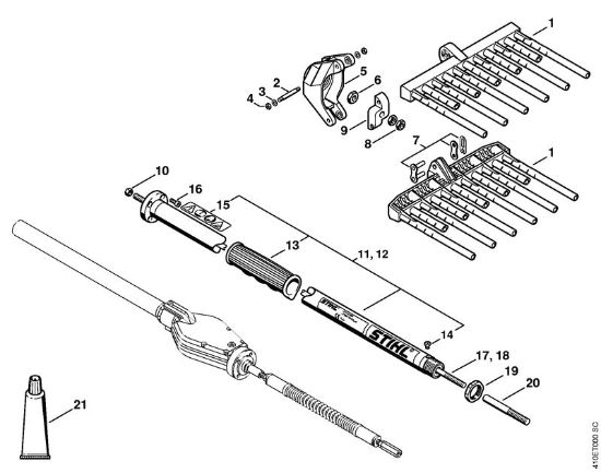 Posebne naprave (PC, SP, MC) SP 85 Grablje, rocaj (43.2000) della Marca Stihl