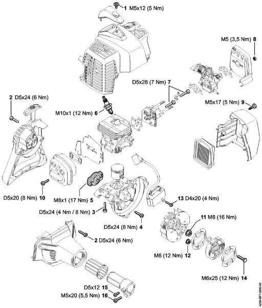 Posebne naprave (PC, SP, MC) SP 92 C-E Pritezni momenti della Marca Stihl