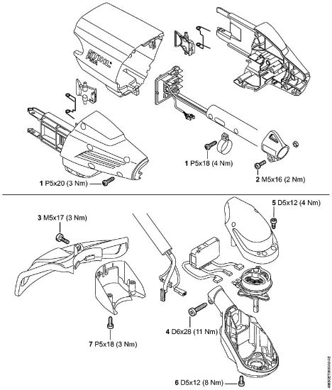 Akumulatorska motorna kosa (FSA) FSA 90 Pritezni momenti della Marca Stihl