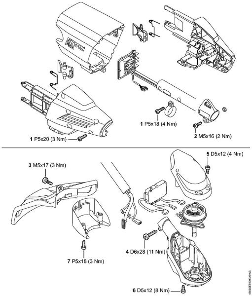 Akumulatorska motorna kosa (FSA) FSA 90 Pritezni momenti della Marca Stihl