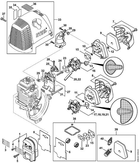 Motorne kose (FS) FS 110 RX-Z Dušilec zvoka, zracni filter della Marca Stihl