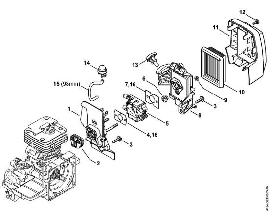 Motorne kose (FS) FS 120 2-MIX Ohišje uplinjaca, zracni filter 2-MIX della Marca Stihl