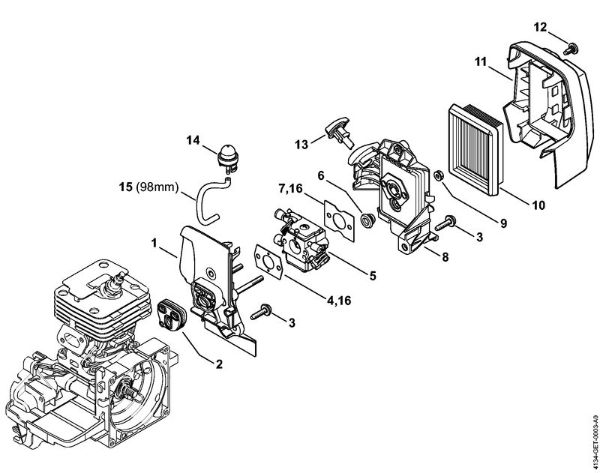 Motorne kose (FS) FS 120 2-MIX Ohišje uplinjaca, zracni filter 2-MIX della Marca Stihl