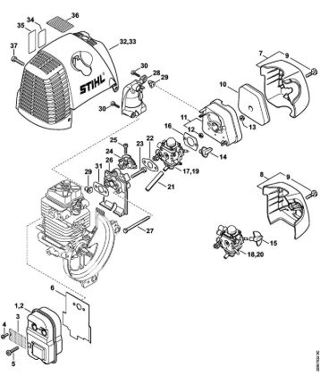 Motorne kose (FS) FS 130 Dušilec zvoka, zracni filter della Marca Stihl