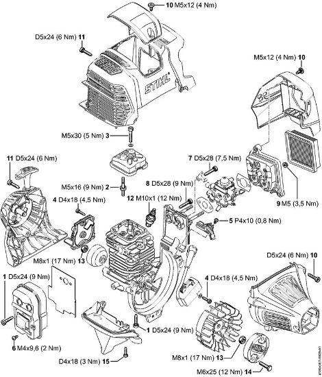 Motorne kose (FS) FS 131 R Pritezni momenti della Marca Stihl