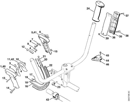 Motorne kose (FS) FS 220 K Upravljalni rocaj   3 54 341 645 (20.2002) della Marca Stihl