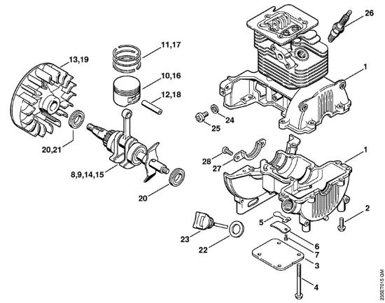 Motorne kose (FS) FS 25-4 Ohišje zaganjaca della Marca Stihl