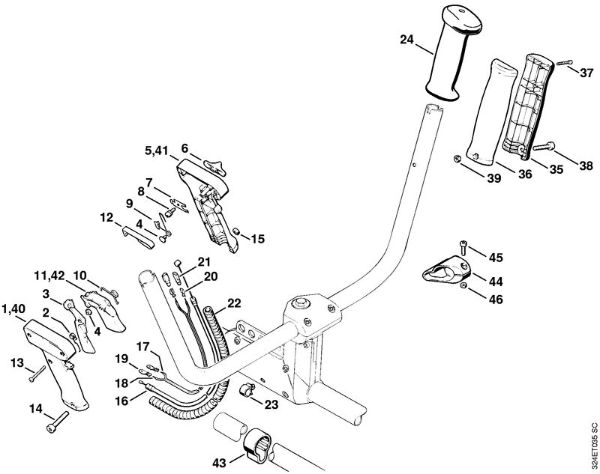 Motorne kose (FS) FS 280 Upravljalni rocaj   3 54 341 645 (20.2002) della Marca Stihl