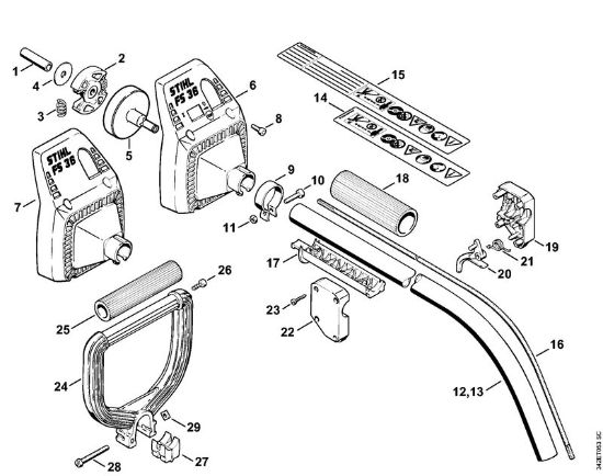 Motorne kose (FS) FS 36 R Sklopka, rocaj FS 36 della Marca Stihl