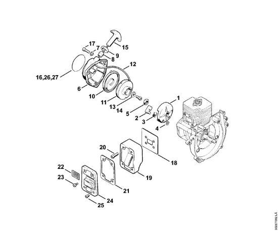 Motorne kose (FS) FS 48 Zagonska naprava, dušilec zvoka della Marca Stihl