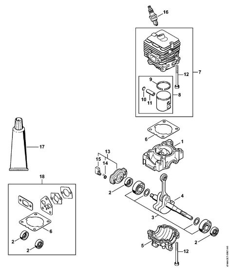 Motorne kose (FS) FS 50 (4144) Ohišje zaganjaca, valj della Marca Stihl
