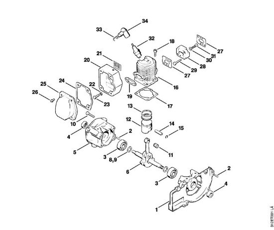 Motorne kose (FS) FS 80 AVE Ohišje zaganjaca, valj della Marca Stihl