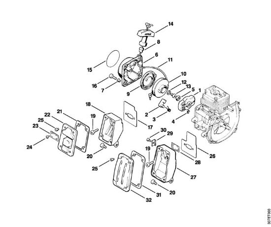 Motorne kose (FS) FS 81 Zagonska naprava, dušilec zvoka della Marca Stihl
