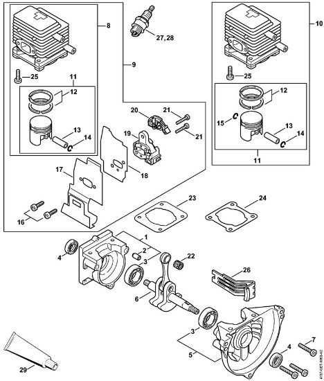 Motorne kose (FS) FS 85 R Ohišje zaganjaca, valj della Marca Stihl