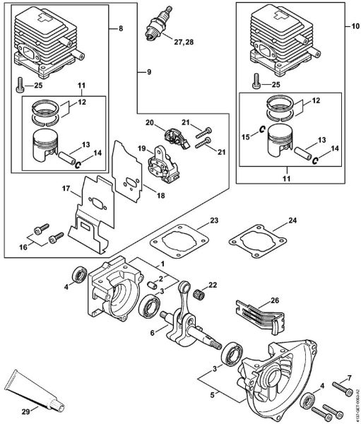 Motorne kose (FS) FS 85 T Ohišje zaganjaca, valj della Marca Stihl