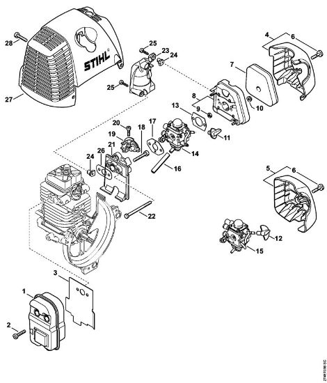 Motorne kose (FS) FS 87 R Dušilec zvoka, zracni filter della Marca Stihl