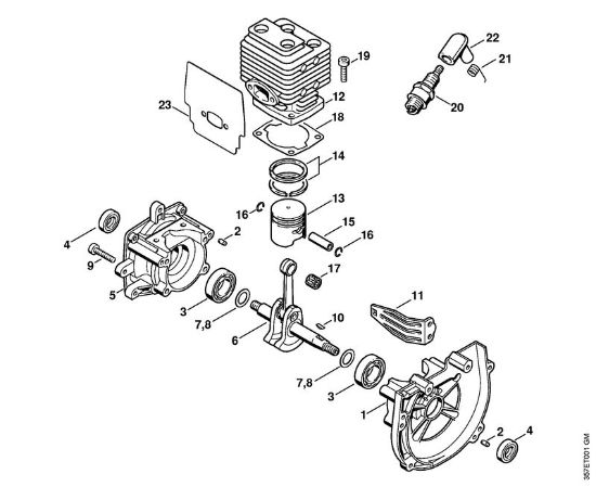 Motorne kose (FS) FS 88 Ohišje zaganjaca, valj della Marca Stihl