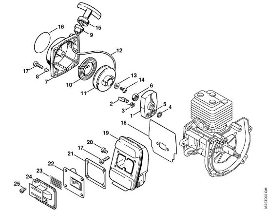 Motorne kose (FS) FS 88 Zagonska naprava, dušilec zvoka della Marca Stihl