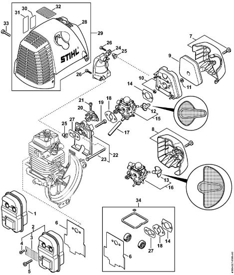 Motorne kose (FS) FS 90 R - 4180 Dušilec zvoka, zracni filter della Marca Stihl