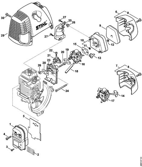 Motorne kose, ki se nosijo na hrbtu (FR) FR 130 T Dušilec zvoka, zracni filter della Marca Stihl
