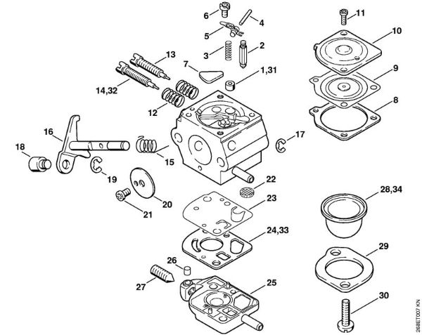 Motorne kose, ki se nosijo na hrbtu (FR) FR 145 SEA Uplinjac SK8, SK8-7XA, SK10, SK10-7XA della Marca Stihl