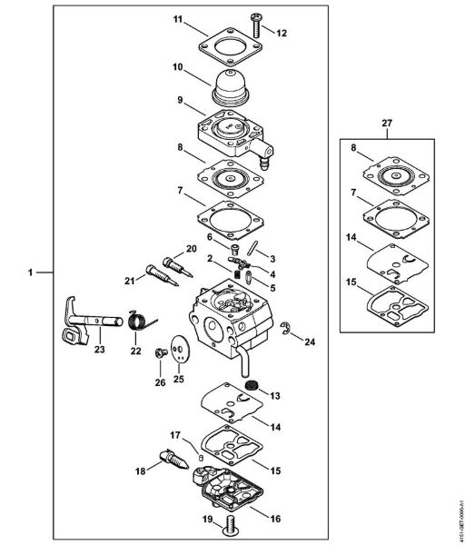 Motorne kose, ki se nosijo na hrbtu (FR) FR 230 Uplinjac 4151/00 della Marca Stihl