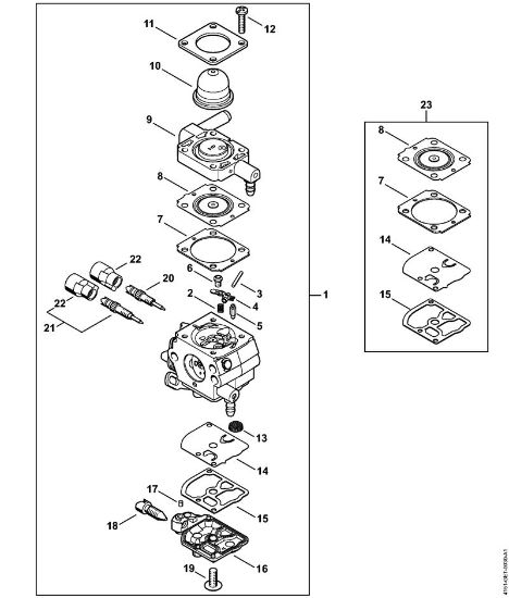 Motorne kose, ki se nosijo na hrbtu (FR) FR 235 Uplinjac 4151/02 della Marca Stihl