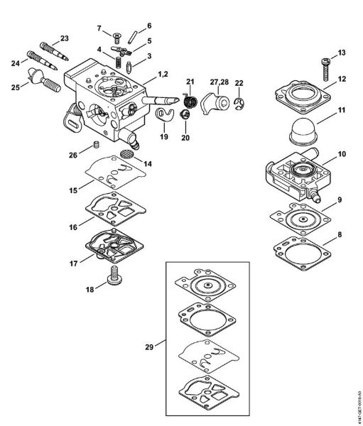 Motorne kose, ki se nosijo na hrbtu (FR) FR 410 C-E Uplinjac WTF-6, WTF-11 della Marca Stihl