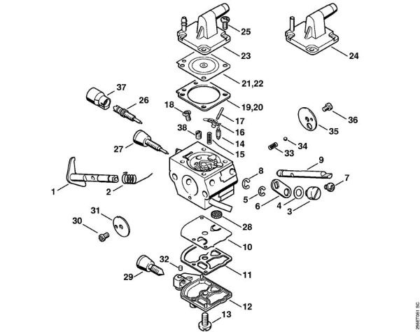 Motorne kose, ki se nosijo na hrbtu (FR) FR 450 Uplinjac C1Q-S155, C1Q-S113, C1Q-S94 FR 450, 480 della Marca Stihl
