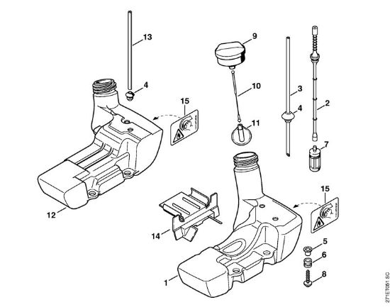 Motorne kose, ki se nosijo na hrbtu (FR) FR 480 (4128) Rezervoar za gorivo della Marca Stihl