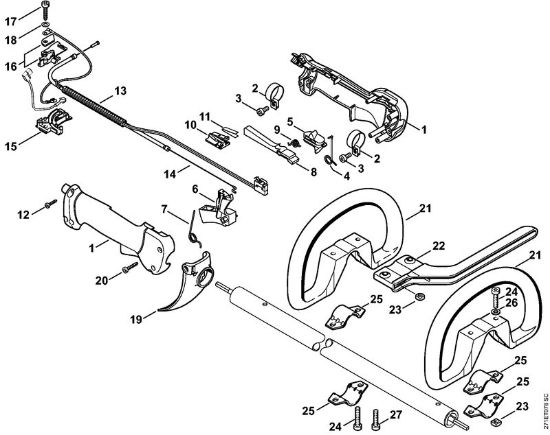 Motorne kose, ki se nosijo na hrbtu (FR) FR 480 (4128) Upravljalni rocaj della Marca Stihl