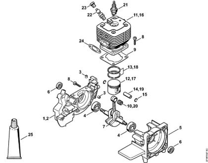 Motorne kose, ki se nosijo na hrbtu (FR) FR 480 C-F (4128) Ohišje zaganjaca, valj FR 450, 480 della Marca Stihl