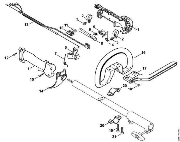 Motorne kose, ki se nosijo na hrbtu (FR) FR 85 Upravljalni rocaj della Marca Stihl