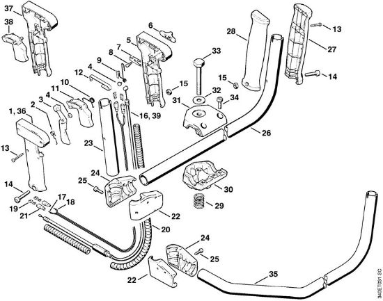Obrezovalnik (FS) FS 360 Rocajna cev, upravljalni rocaj   20 355 198 della Marca Stihl