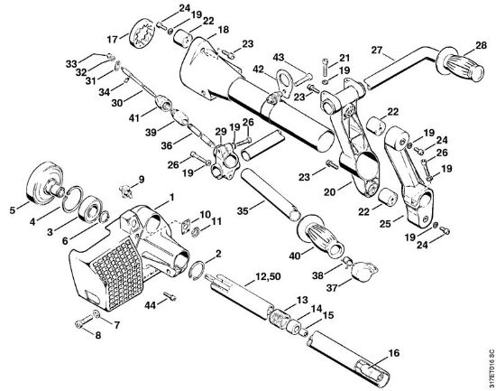 Obrezovalnik (FS) FS 410 (4110) Ohišje sklopke, oporna cev della Marca Stihl