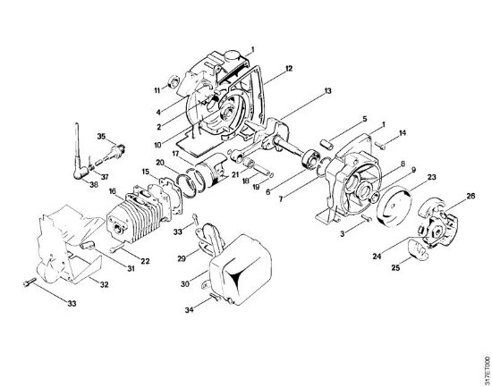 Obrezovalnik (FS) FS 410 (4110) Ohišje zaganjaca, valj, sklopka della Marca Stihl