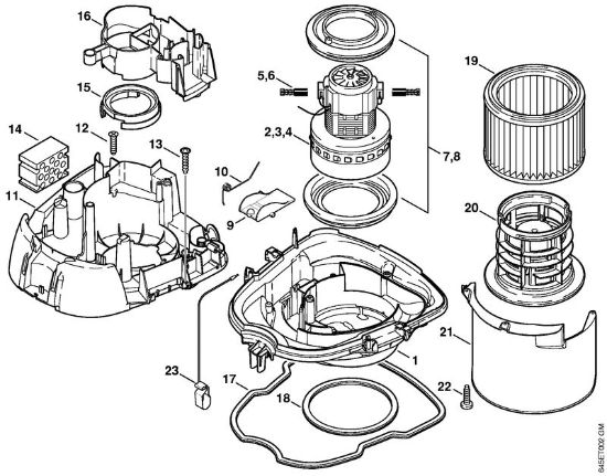 Usisivaci (SE) SE 121 E Ohišje motorja, elektromotor, filter della Marca Stihl