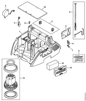 Usisivaci (SE) SE 133 ME Ohišje motorja zgoraj, elektromotor della Marca Stihl