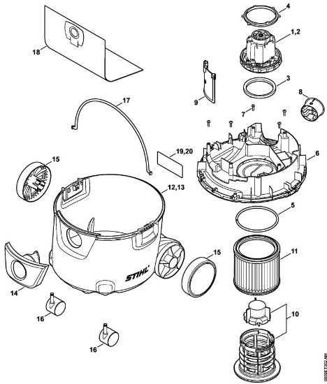 Usisivaci (SE) SE 62 E Elektromotor, filter, posoda della Marca Stihl