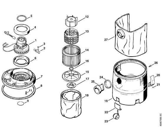 Usisivaci (SE) SE 80 Elektromotor, filter, posoda della Marca Stihl