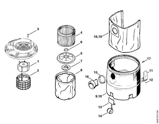 Usisivaci (SE) SE 90 Filter, posoda della Marca Stihl